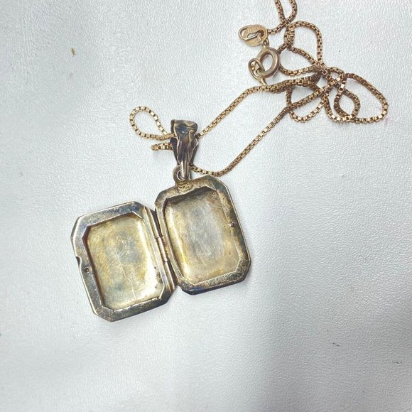 Vintage Square Locket Sterling Silver Necklace Photo Memory Children - Picture 4 of 5